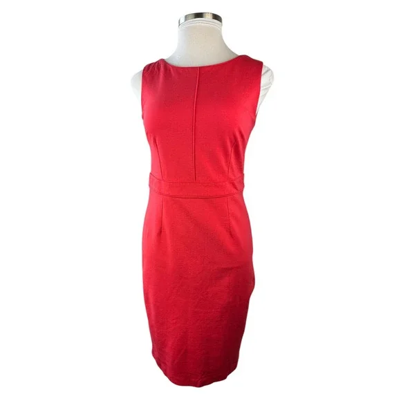 Boden Zeta Ponte Dress W/Tie Pop Peony Red Shift Sheath Sleeveless Women's 10 - Picture 14 of 16